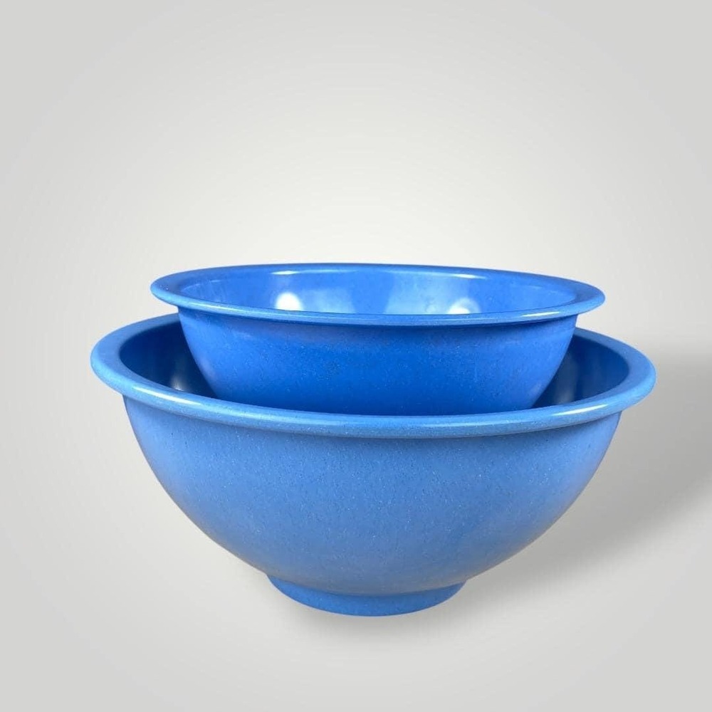 1950s Plastics Manufacturing Co Blue Mixing Bowls Set of 2 Unmarked Texas Ware